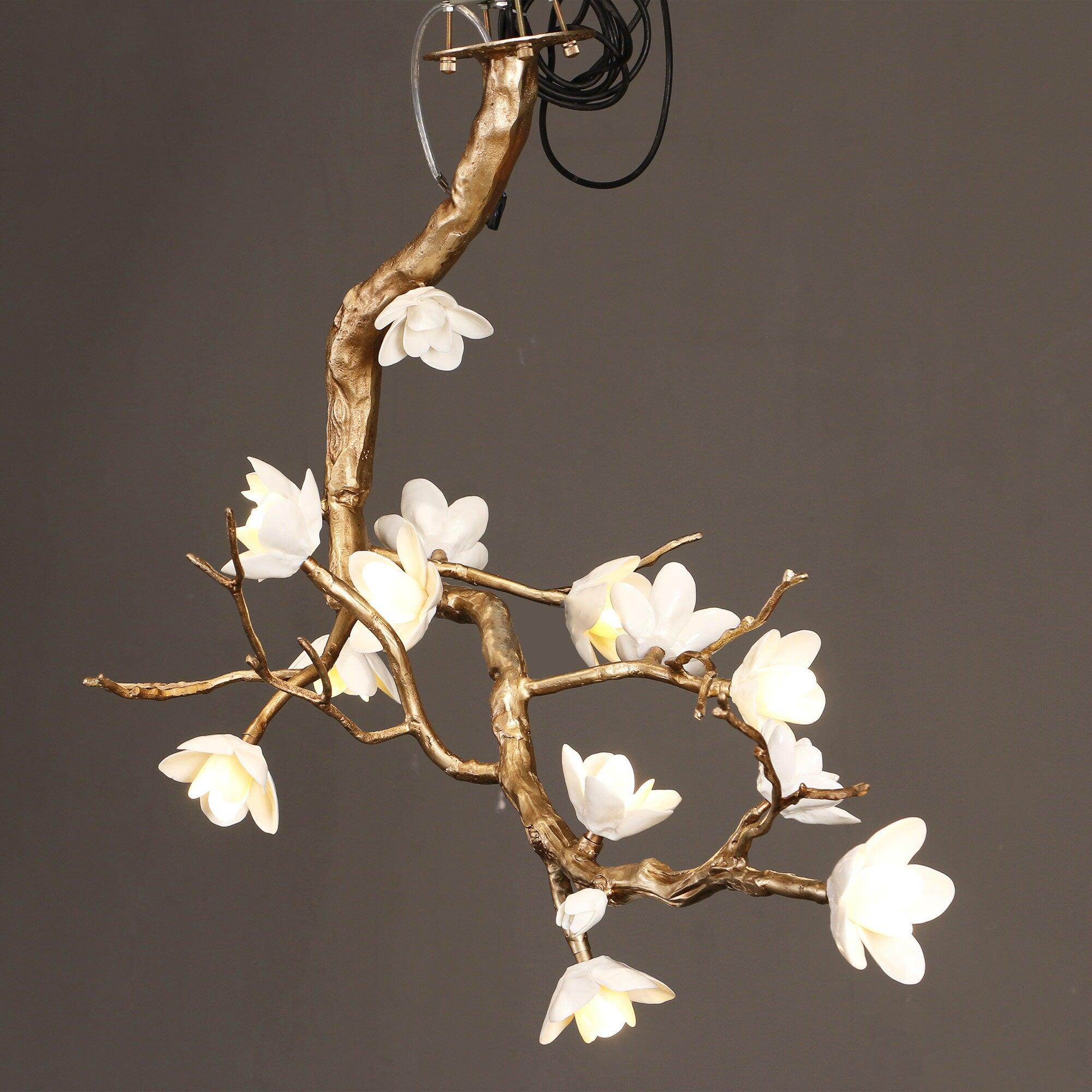 Aura Flora Brass Flower Branch Chandelier