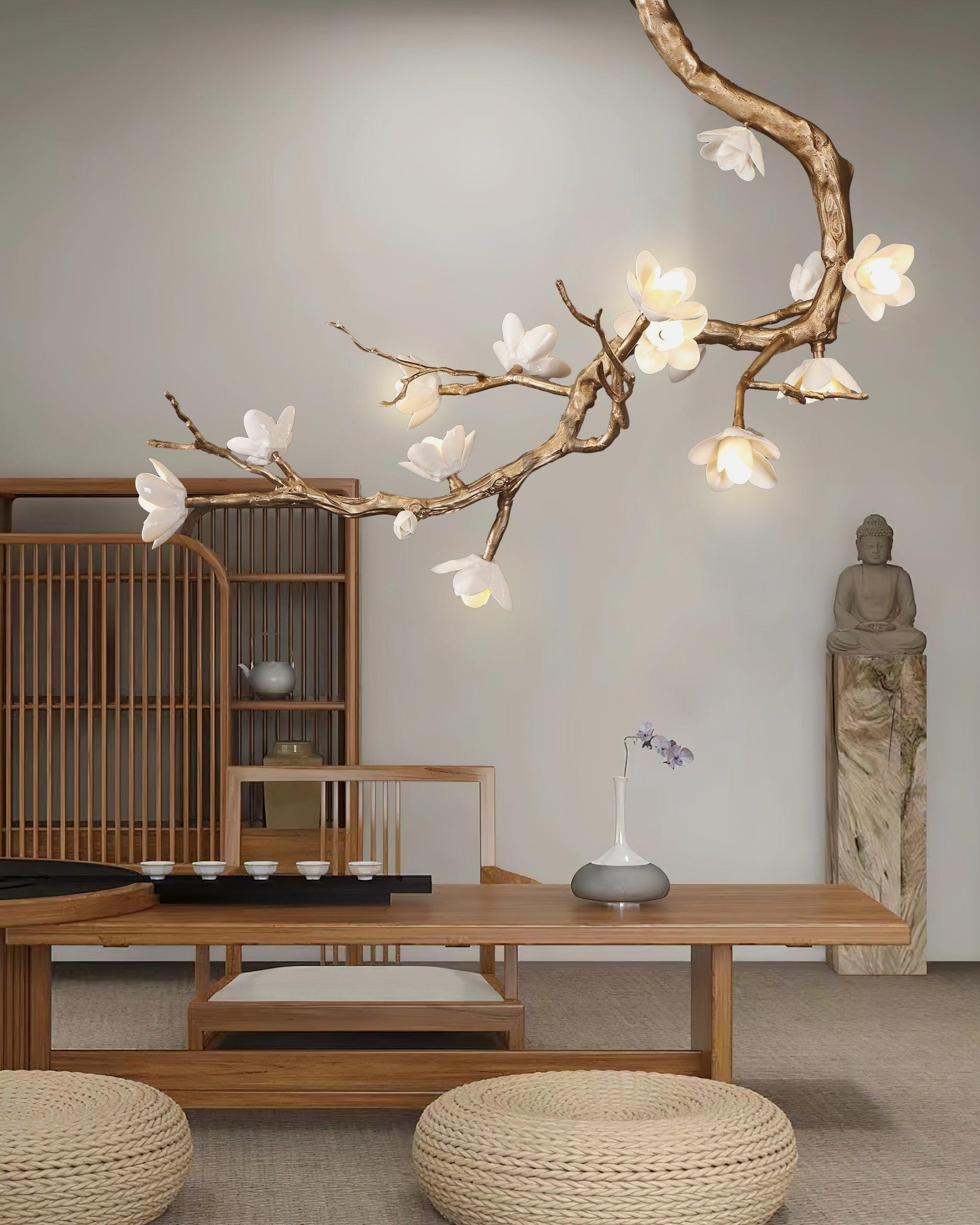 Aura Flora Brass Flower Branch Chandelier