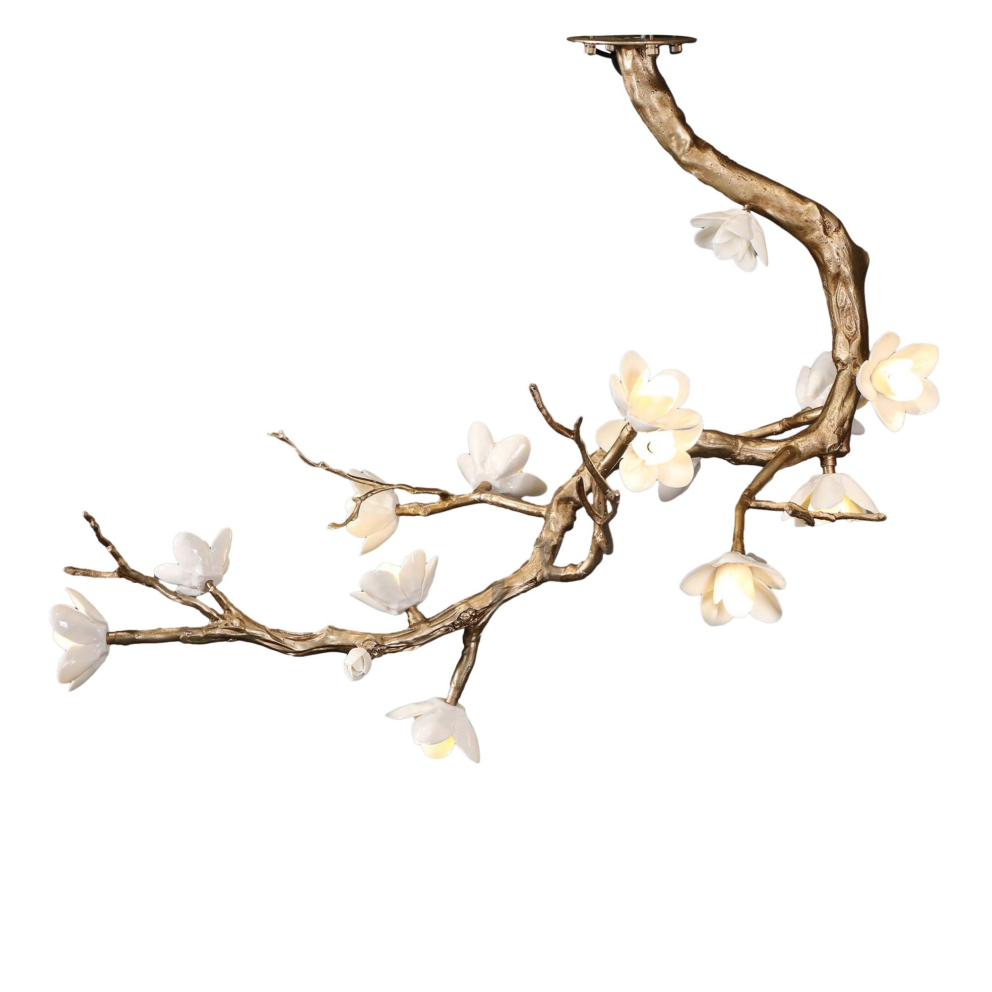 Aura Flora Brass Flower Branch Chandelier