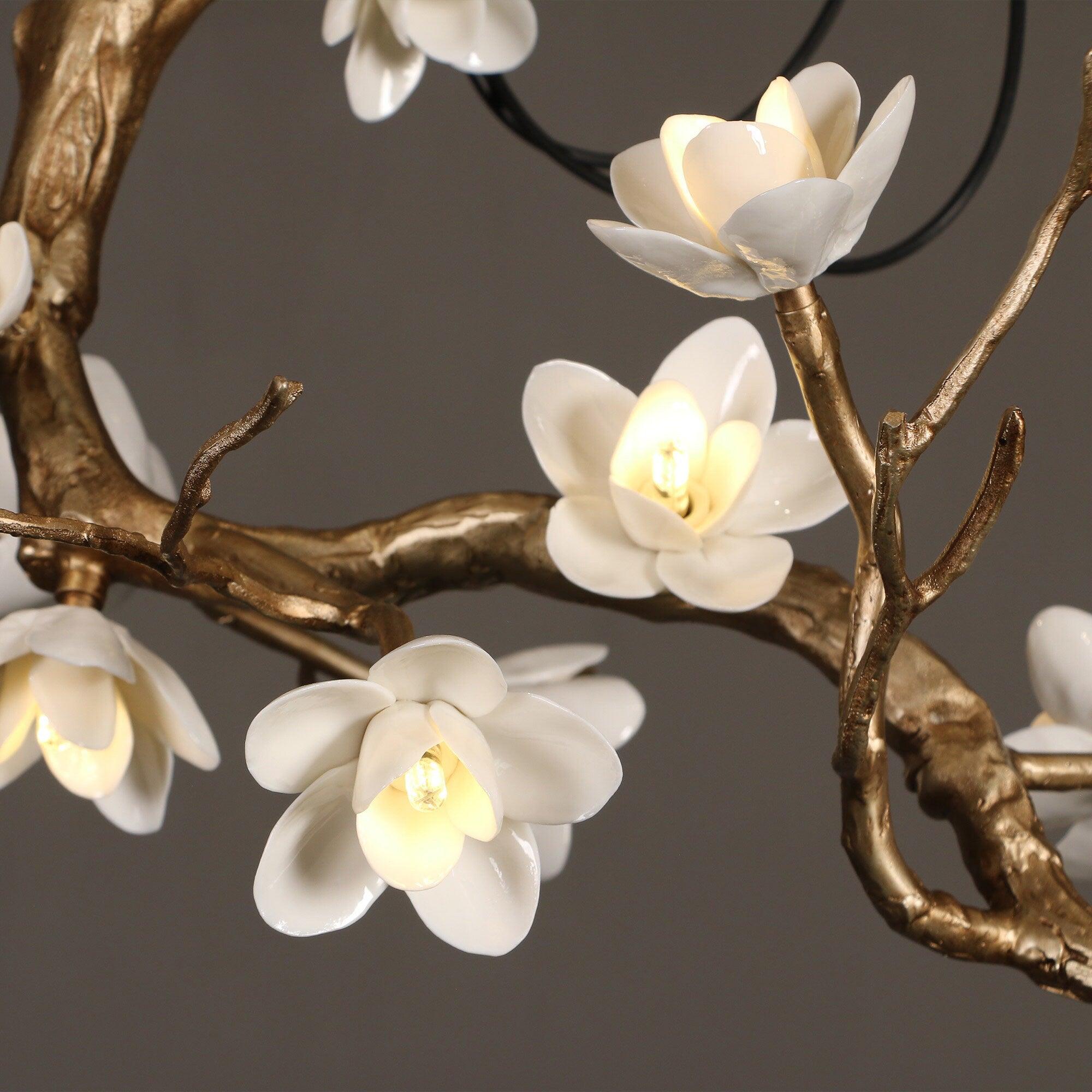 Aura Flora Brass Flower Branch Chandelier