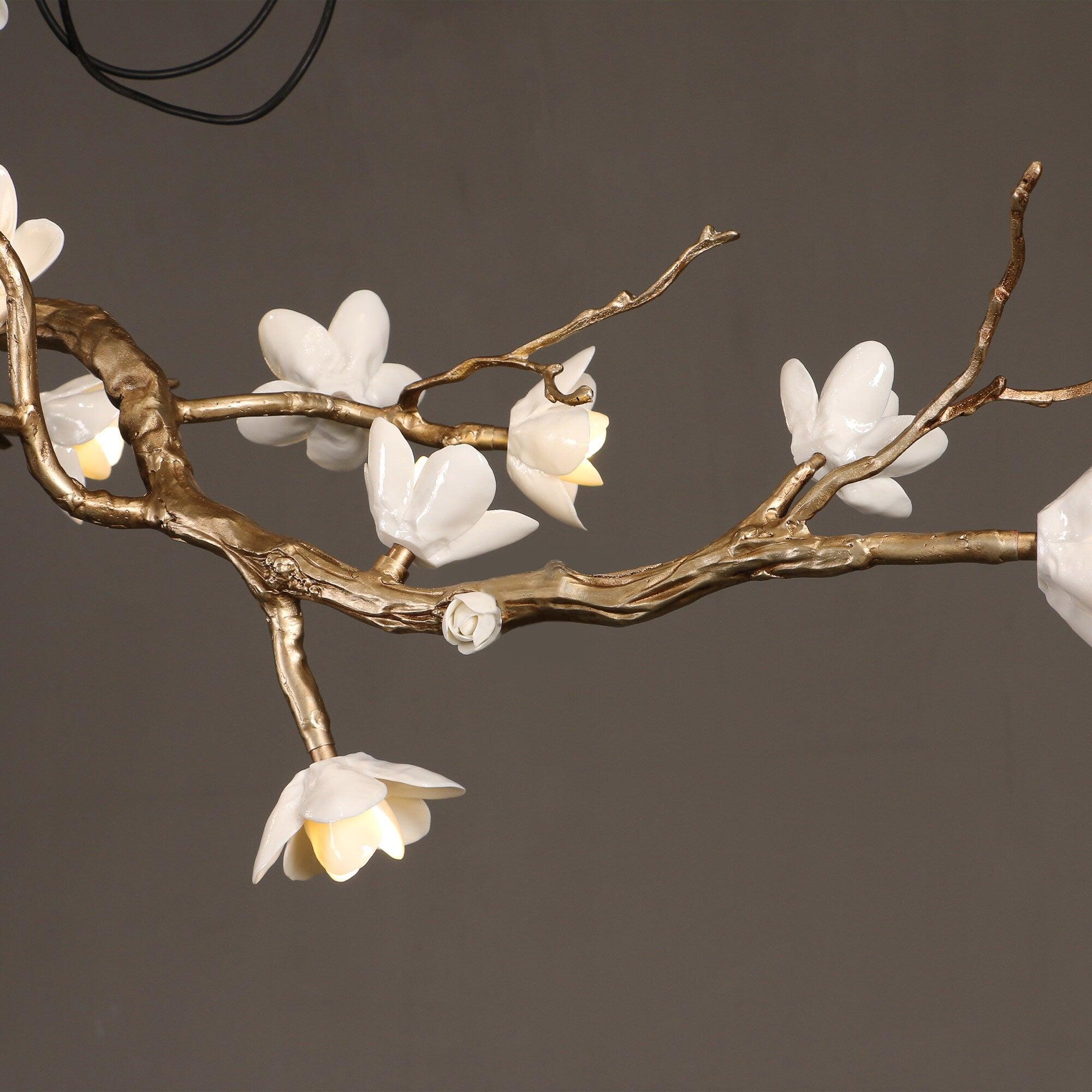 Aura Flora Brass Flower Branch Chandelier