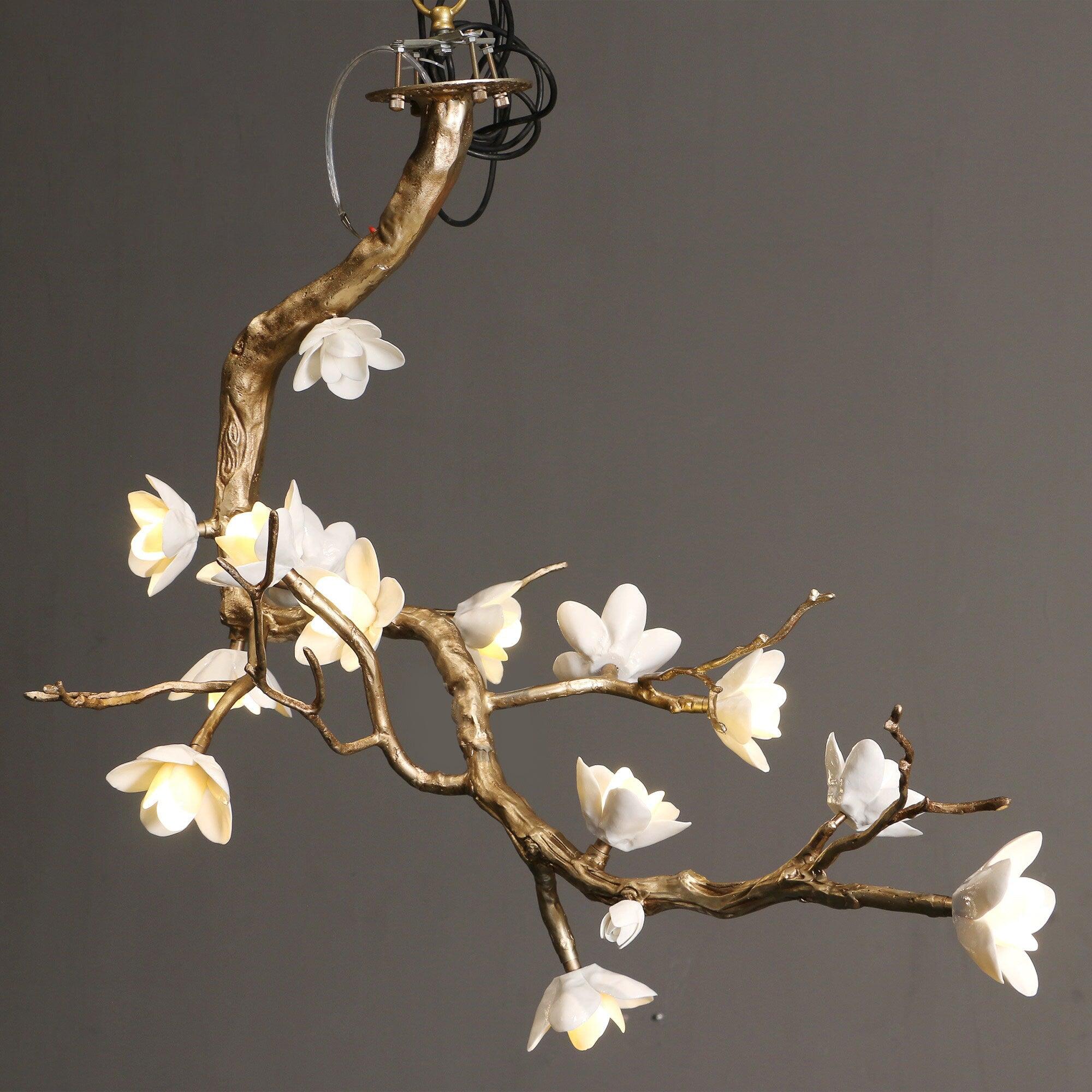Aura Flora Brass Flower Branch Chandelier