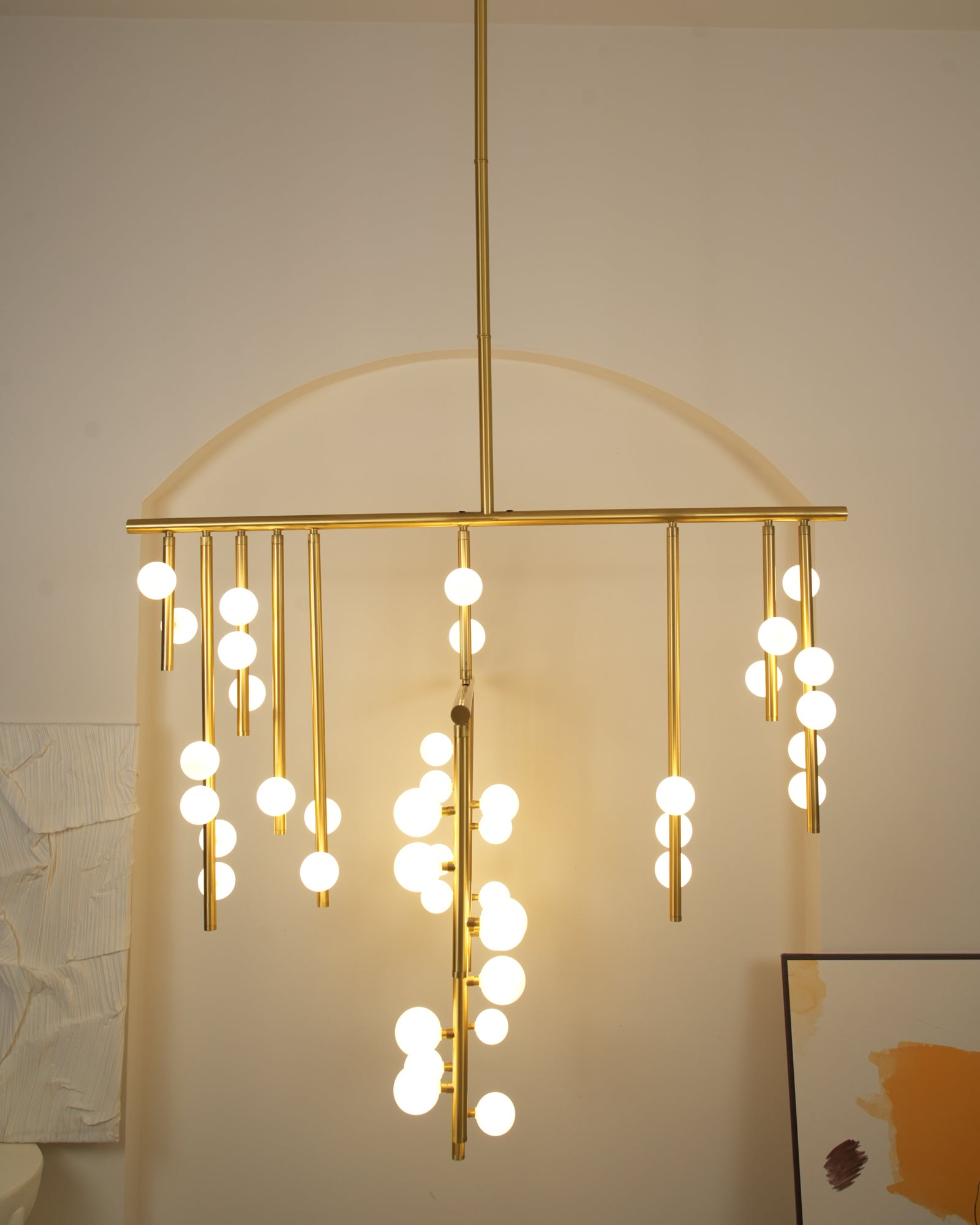 Brass Glass Drop Chandelier-Vancei