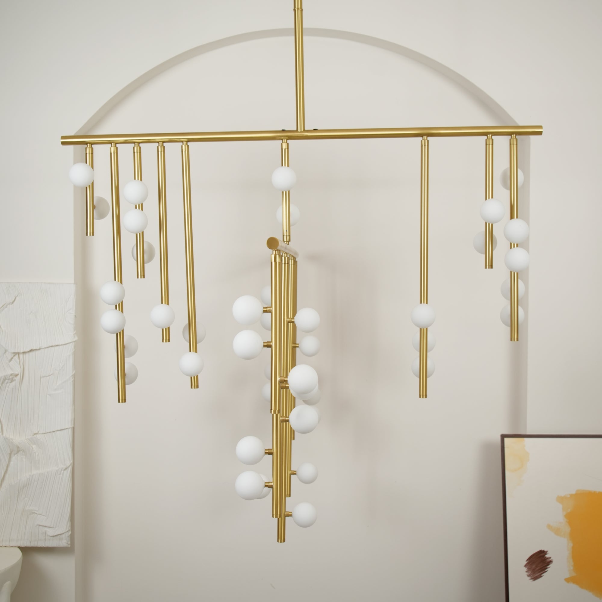 Brass Glass Drop Chandelier-Vancei