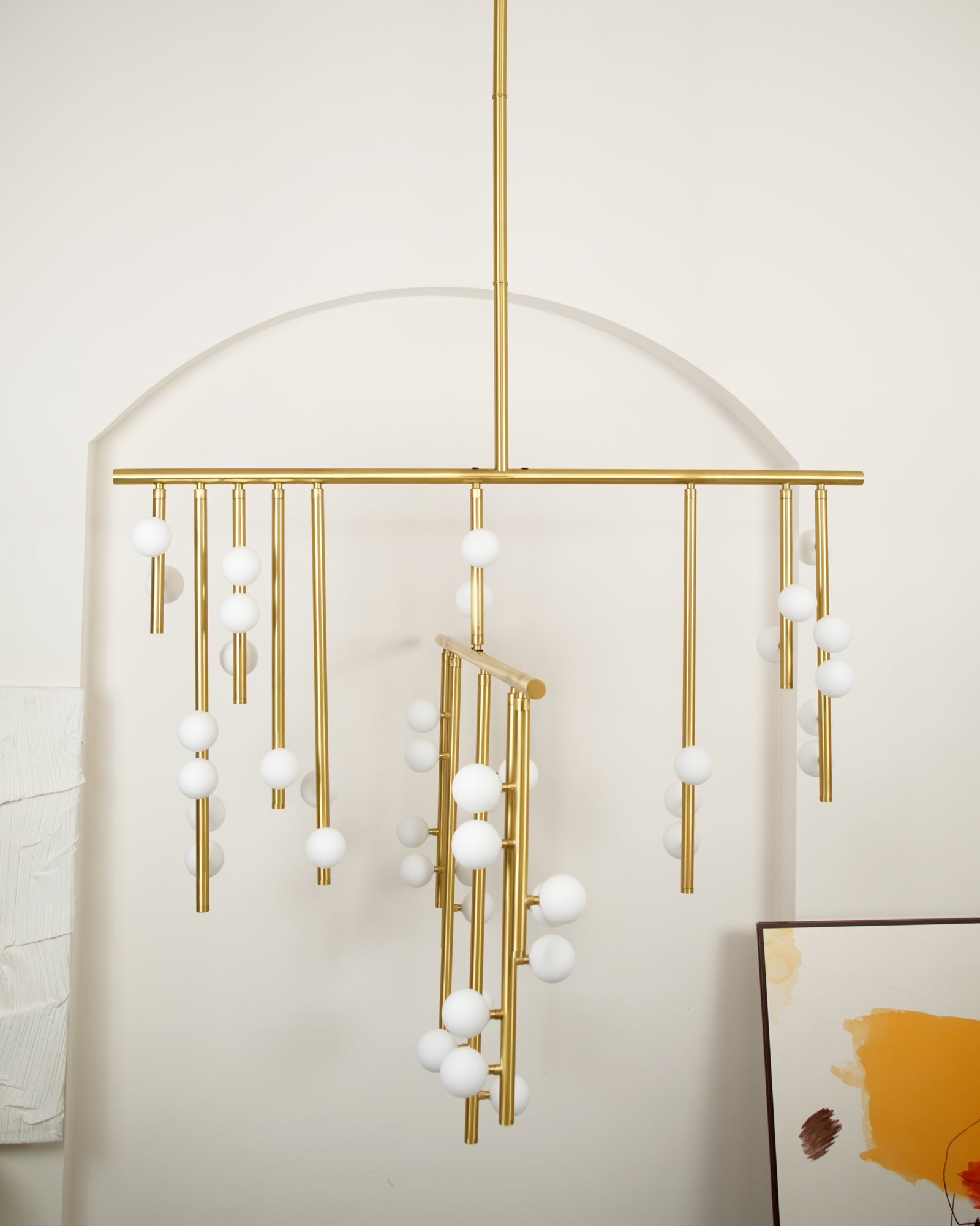 Brass Glass Drop Chandelier-Vancei