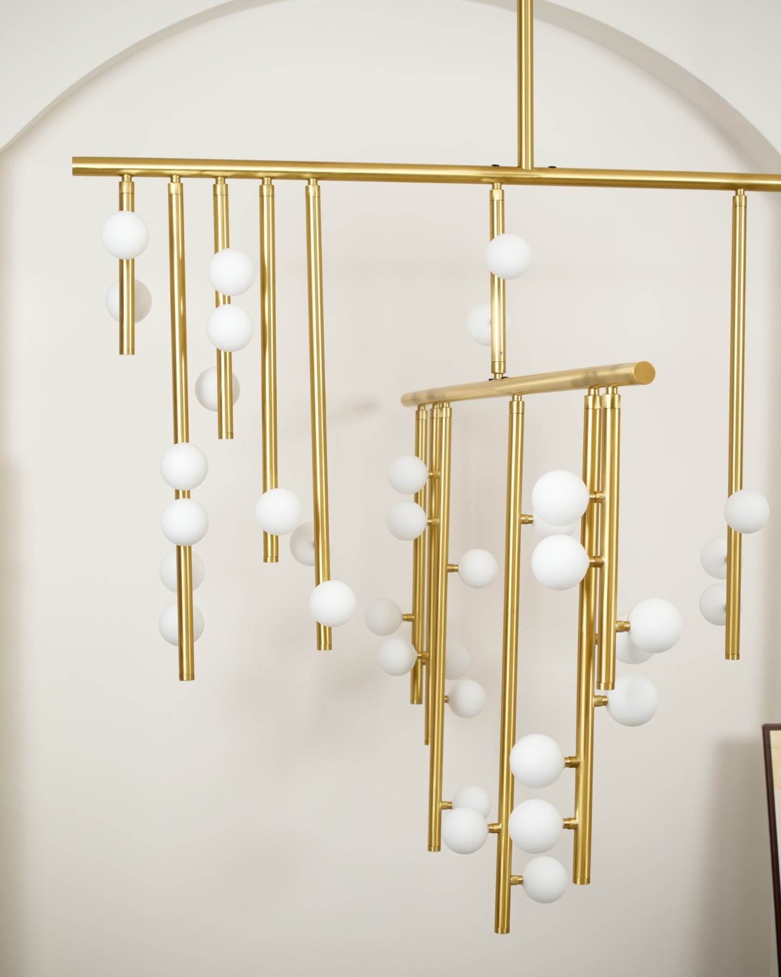 Brass Glass Drop Chandelier-Vancei