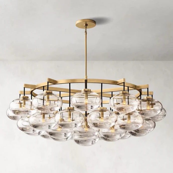 CABRETTE CLEAR GLASS ROUND CHANDELIER 60"-Vancei