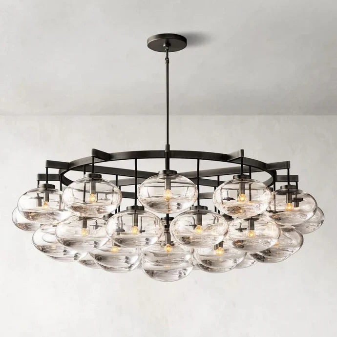 CABRETTE CLEAR GLASS ROUND CHANDELIER 60"-Vancei