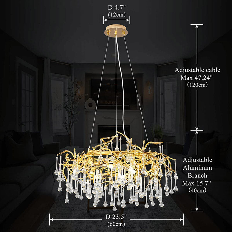 Doris Crystal Round Branch Chandelier 23.5"D Gold-Vancei