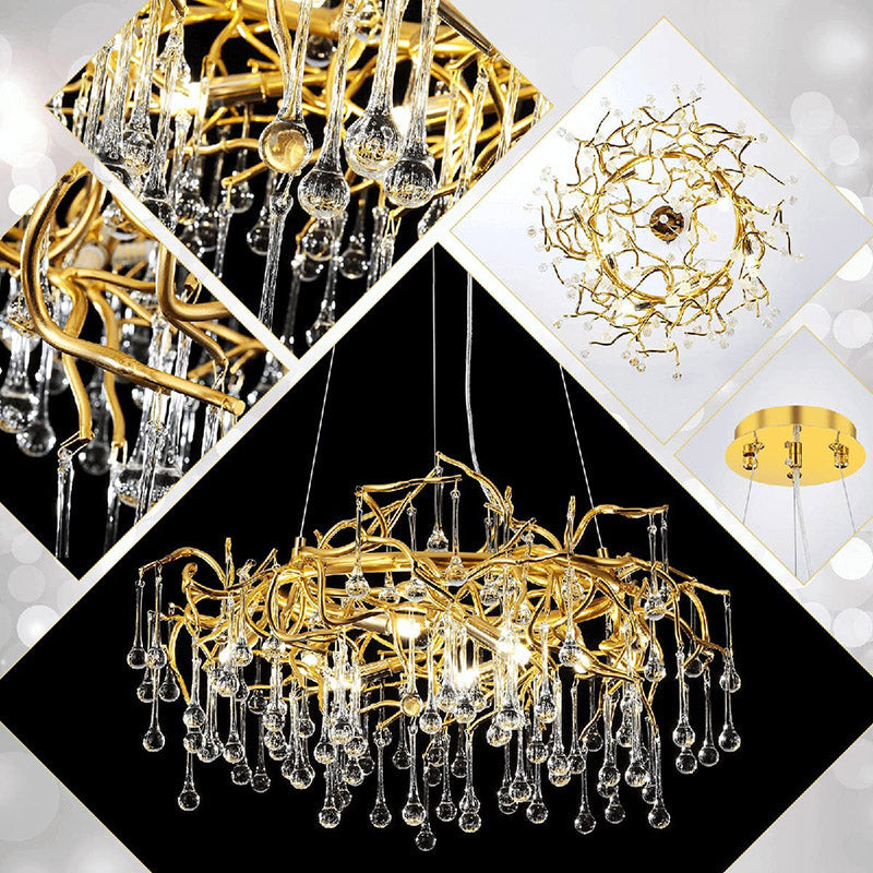 Doris Crystal Round Branch Chandelier 23.5"D Gold-Vancei