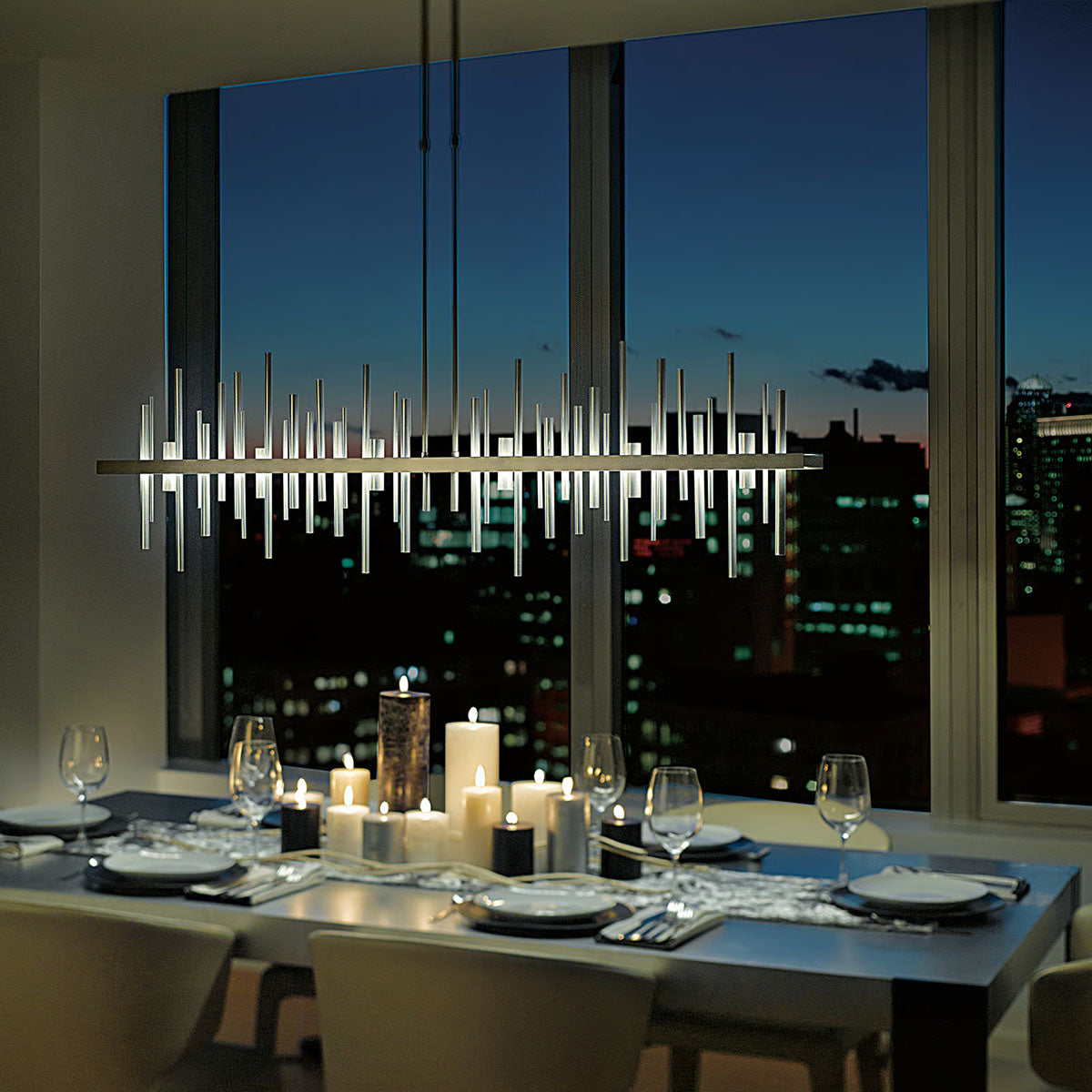 Cityscape Large Linear LED Pendant Chandelier-Vancei