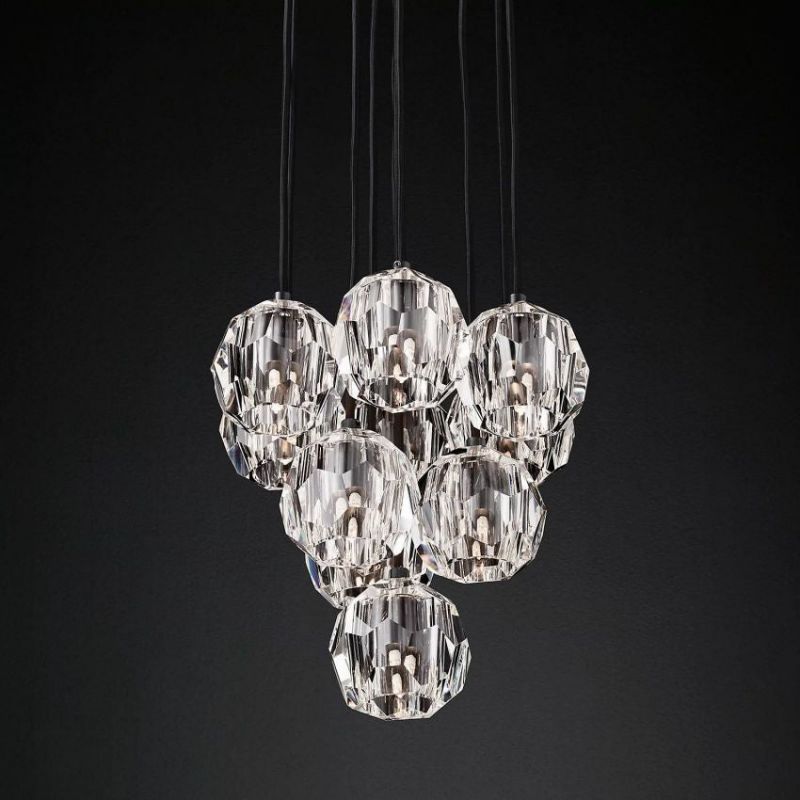 Balle Clear Crystal Round Cluster Chandelier 14"-Vancei