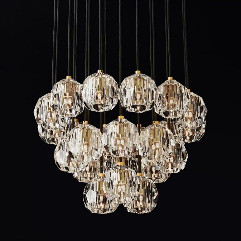 Balle Clear Crystal Round Cluster Chandelier 24"-Vancei