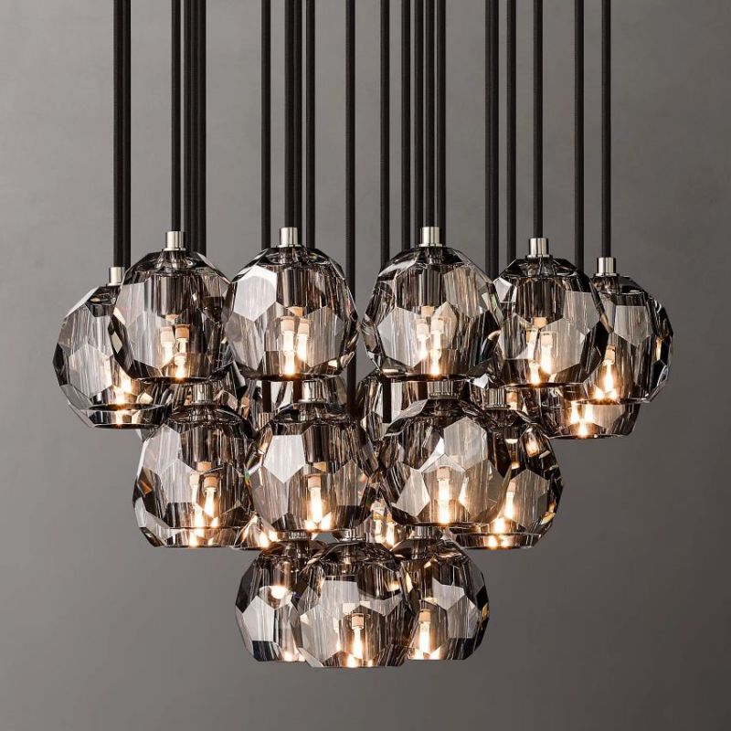 Balle Smoke Crystal Round Cluster Chandelier 24"D-Vancei