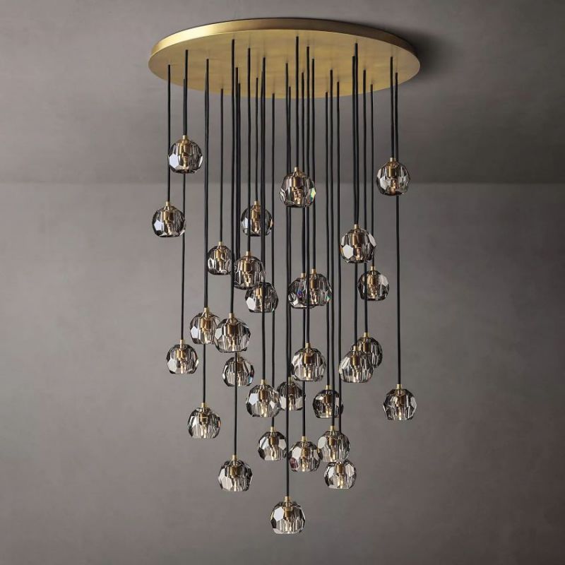 Balle Smoke Crystal Round Cluster Chandelier 30"-Vancei