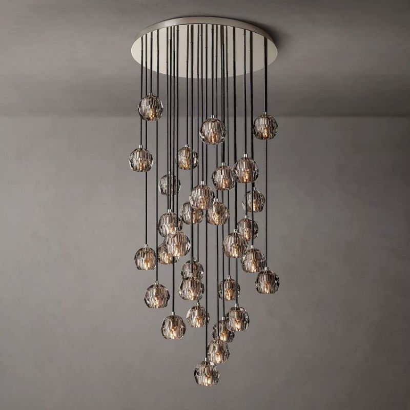Balle Smoke Crystal Round Cluster Chandelier 30"-Vancei