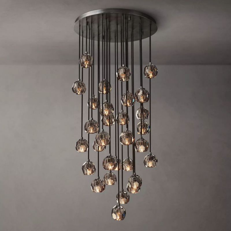 Balle Smoke Crystal Round Cluster Chandelier 30"-Vancei
