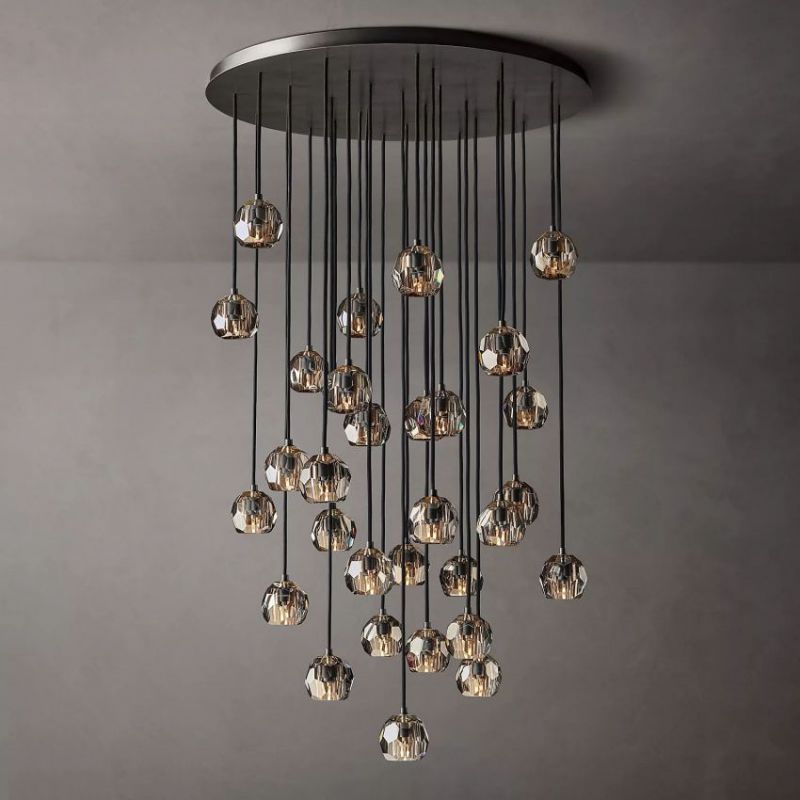 Balle Smoke Crystal Round Cluster Chandelier 40"-Vancei