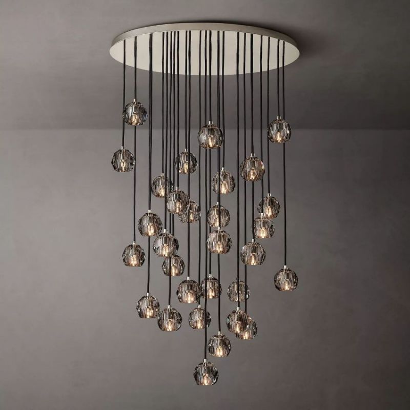 Balle Smoke Crystal Round Cluster Chandelier 40"-Vancei