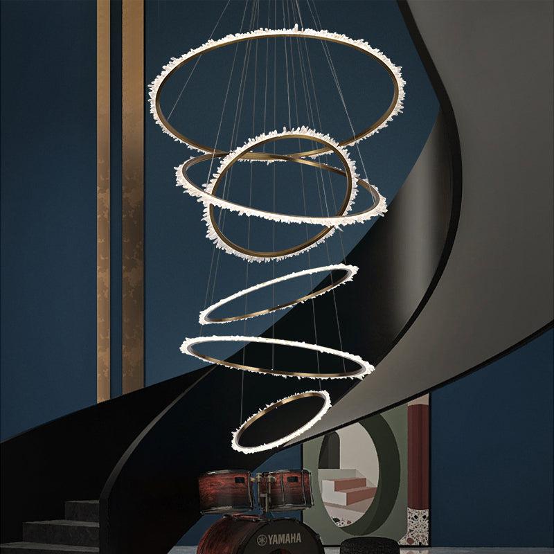 Primary Crystal Cluster Multi Rings Chandelier-Vancei