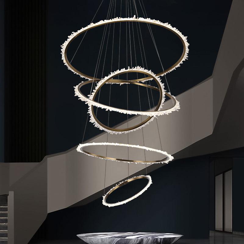 Primary Crystal Cluster Multi Rings Chandelier-Vancei