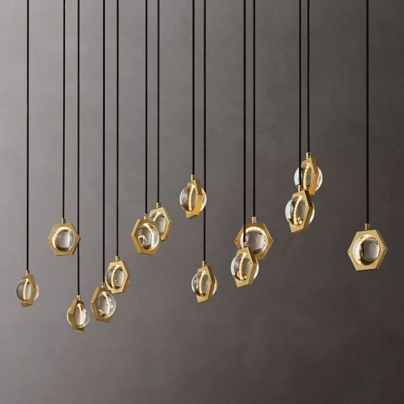 Cosmos Crystal Ball Linear Chandelier 54"W-Vancei