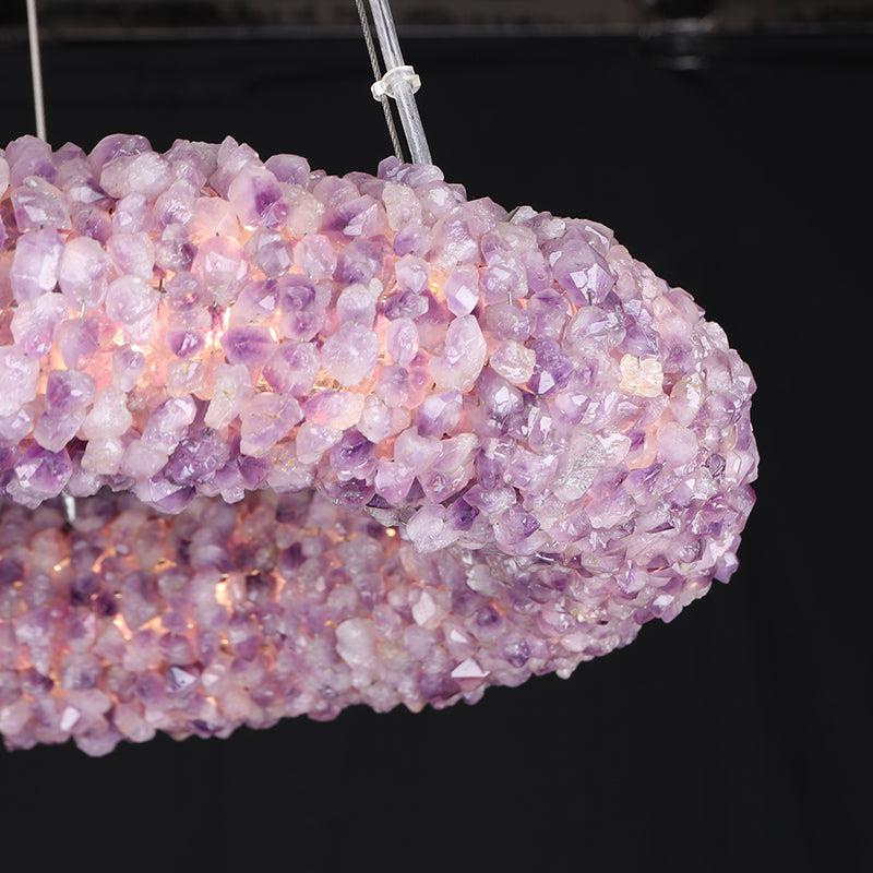 Purple Primary Crystal Cluster Round Chandelier-Vancei