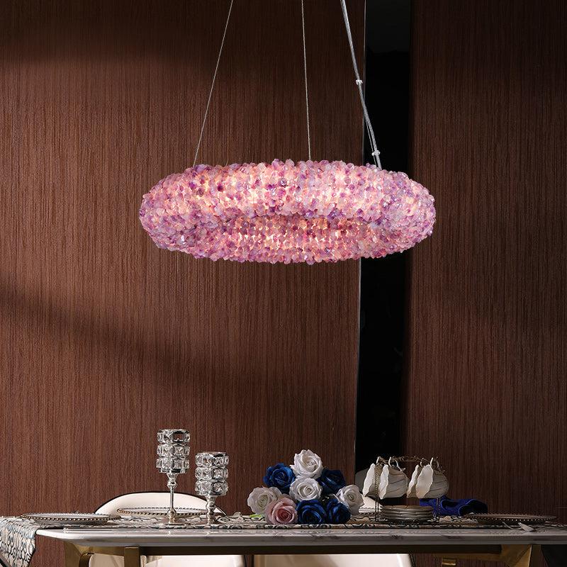 Purple Primary Crystal Cluster Round Chandelier-Vancei