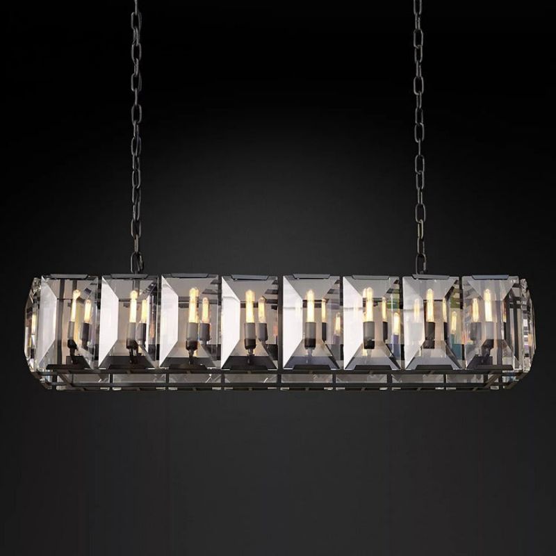 Hewson Multicurve Crystal Rectangular Chandelier 54“-Vancei