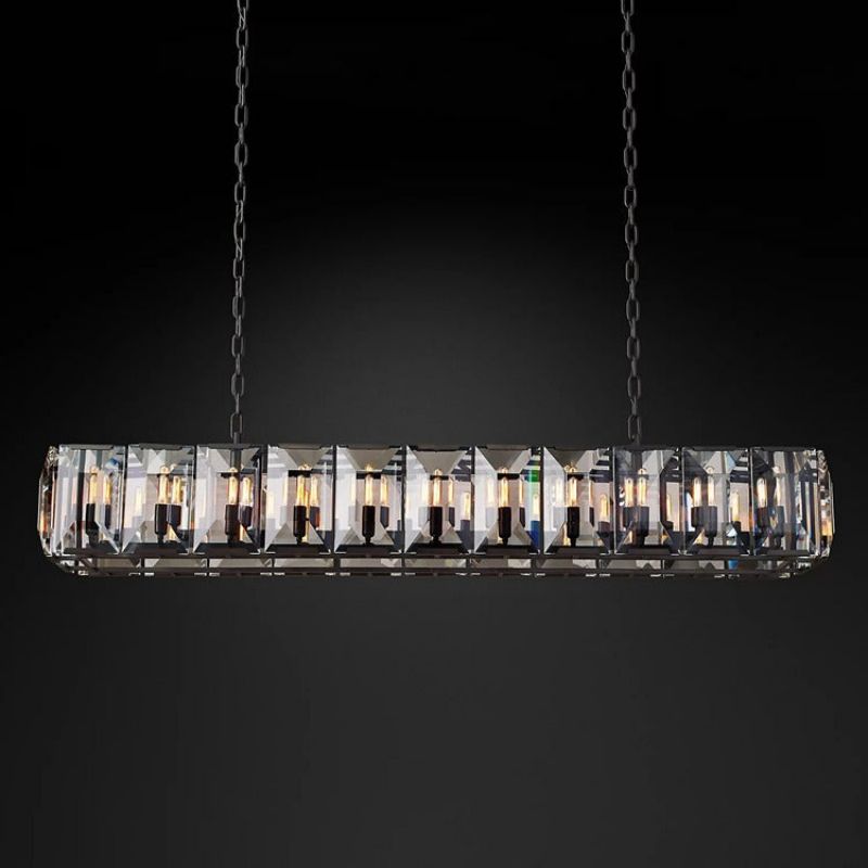 Hewson Multicurve Crystal Rectangular Chandelier 74“-Vancei