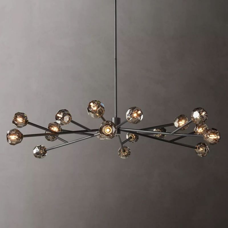 Balle Smoke Crystal Round Chandelier 72"-Vancei