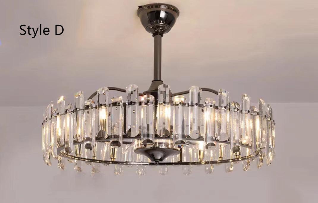 New Modern Invisible Fan Light Candle Crystal Chandelier for Living/Dining Room/Bedroom-Vancei