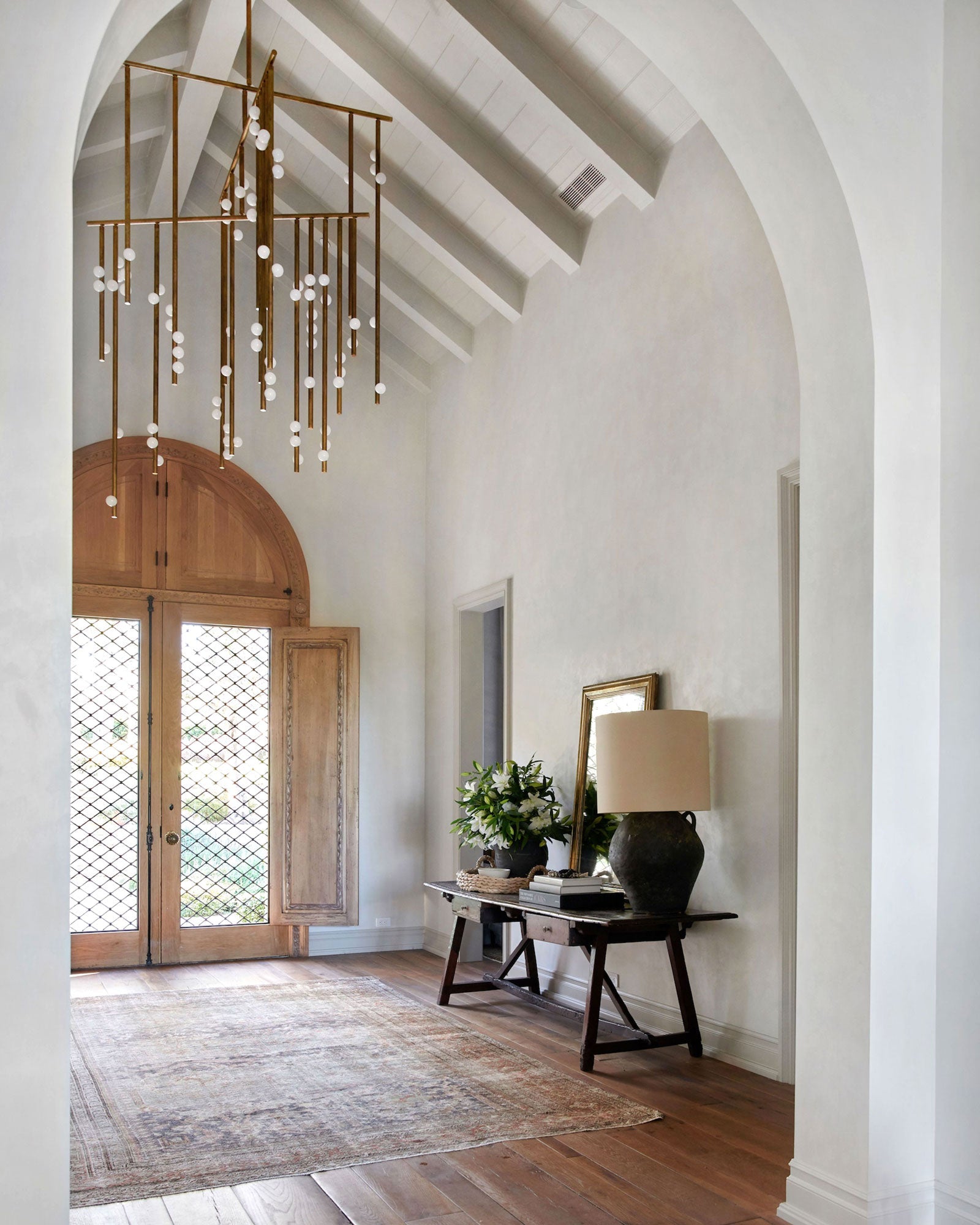 Brass Glass Drop Chandelier-Vancei