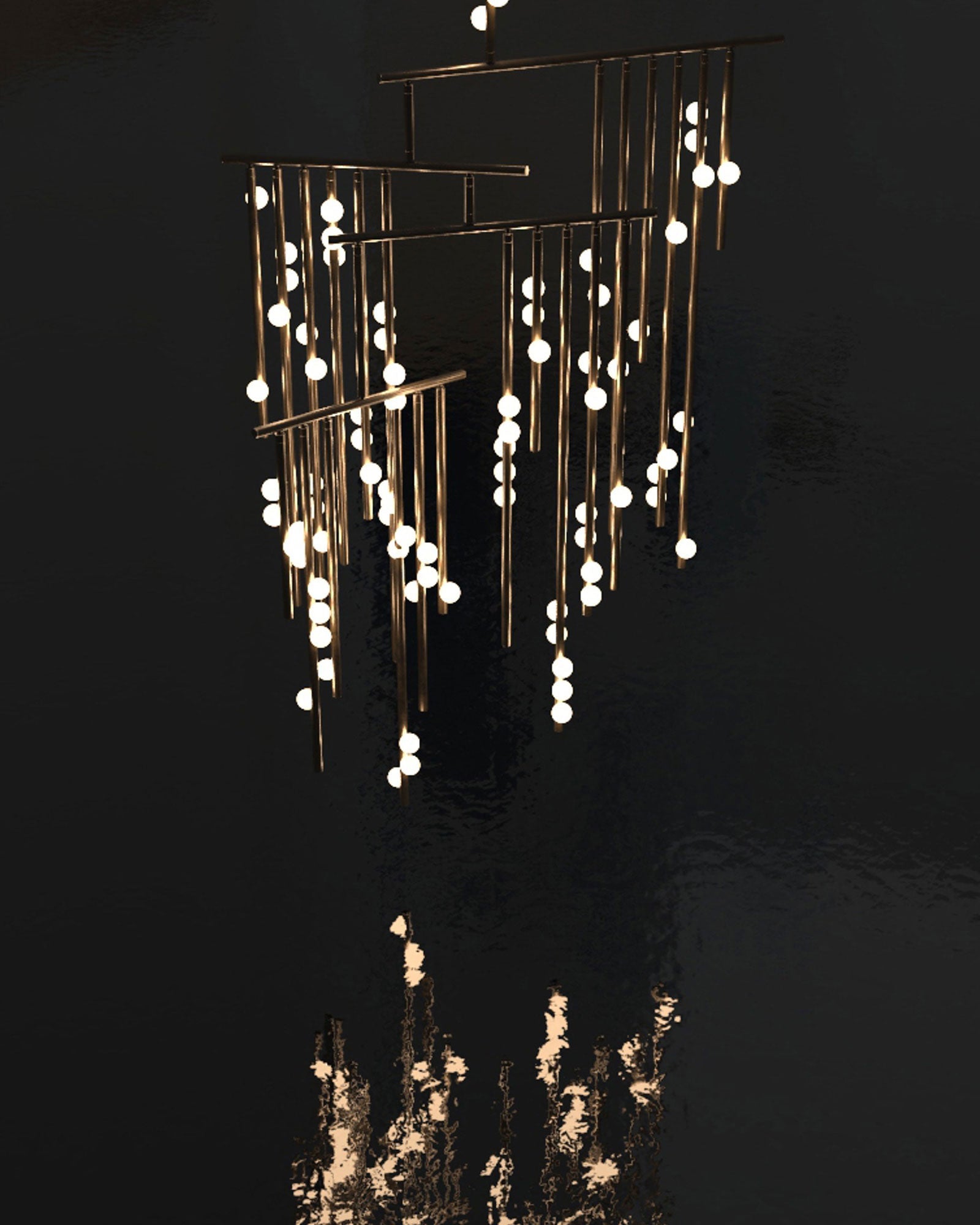 Brass Glass Drop Chandelier-Vancei