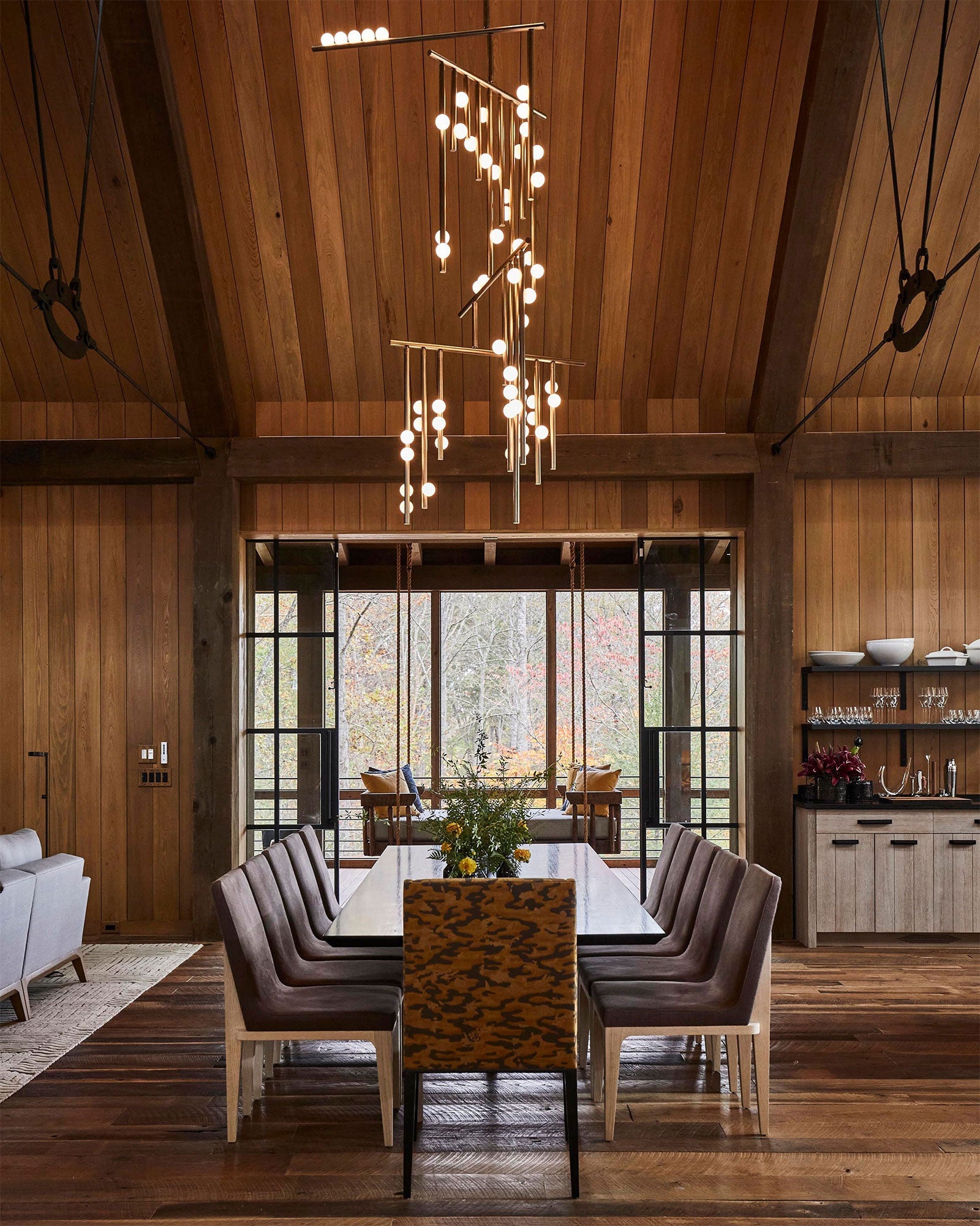 Brass Glass Drop Chandelier-Vancei