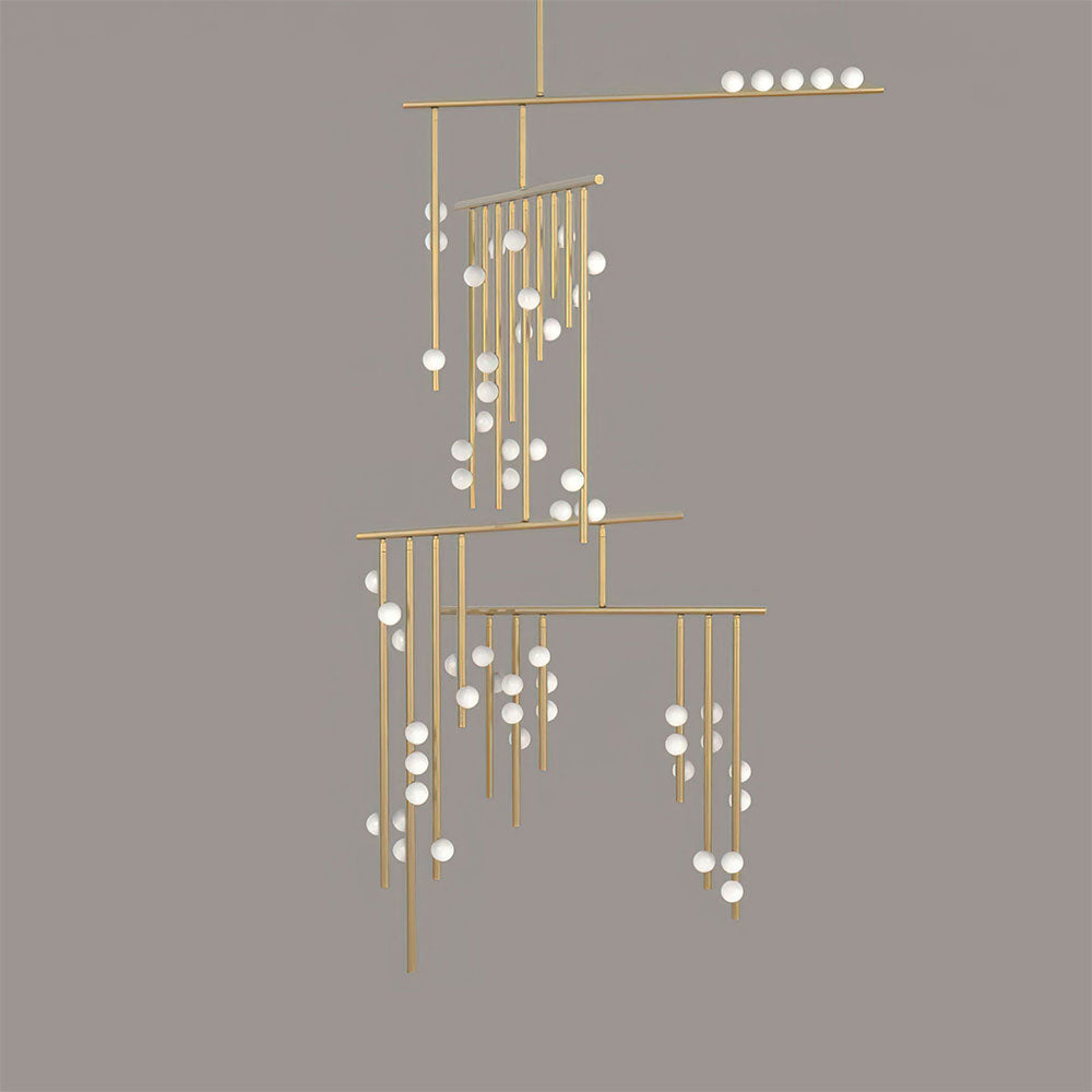 Brass Glass Drop Chandelier-Vancei