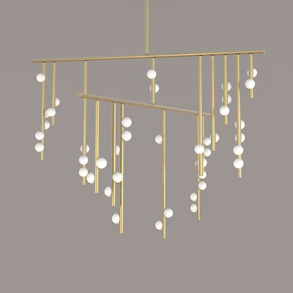 Brass Glass Drop Chandelier-Vancei