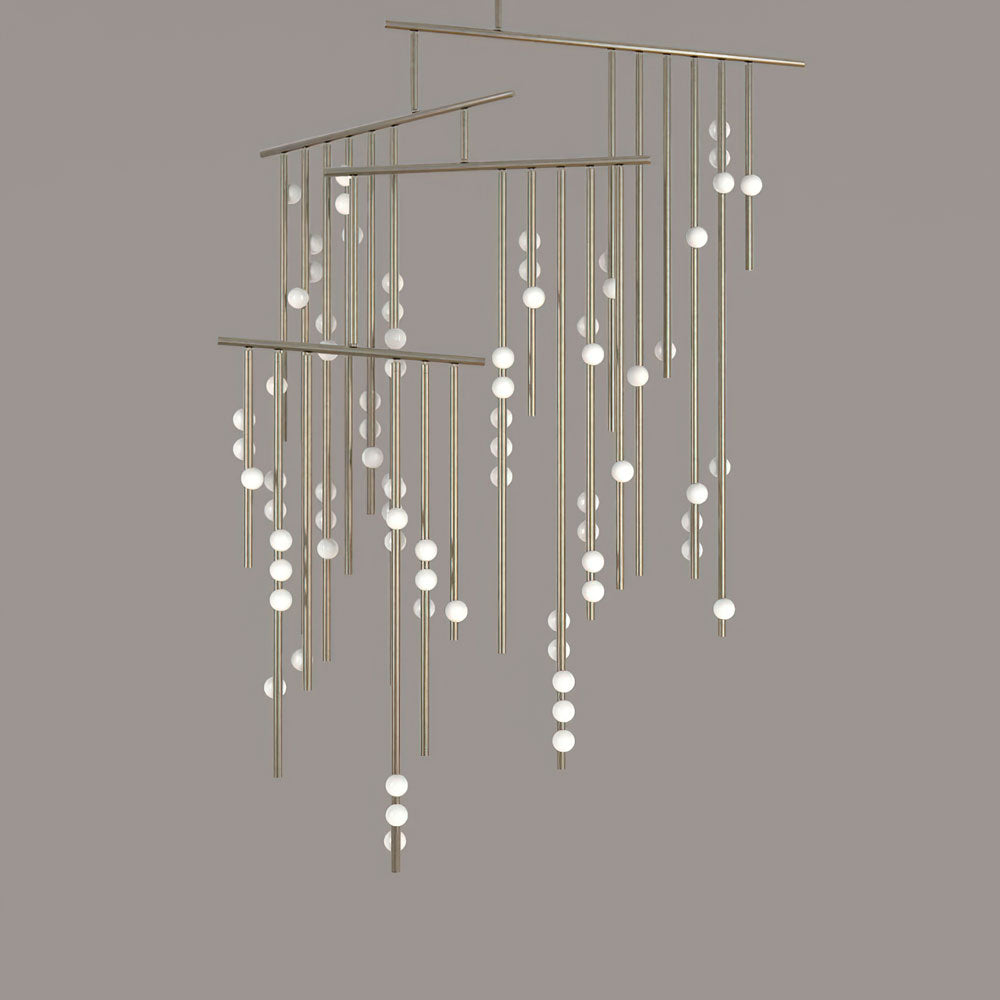 Brass Glass Drop Chandelier-Vancei