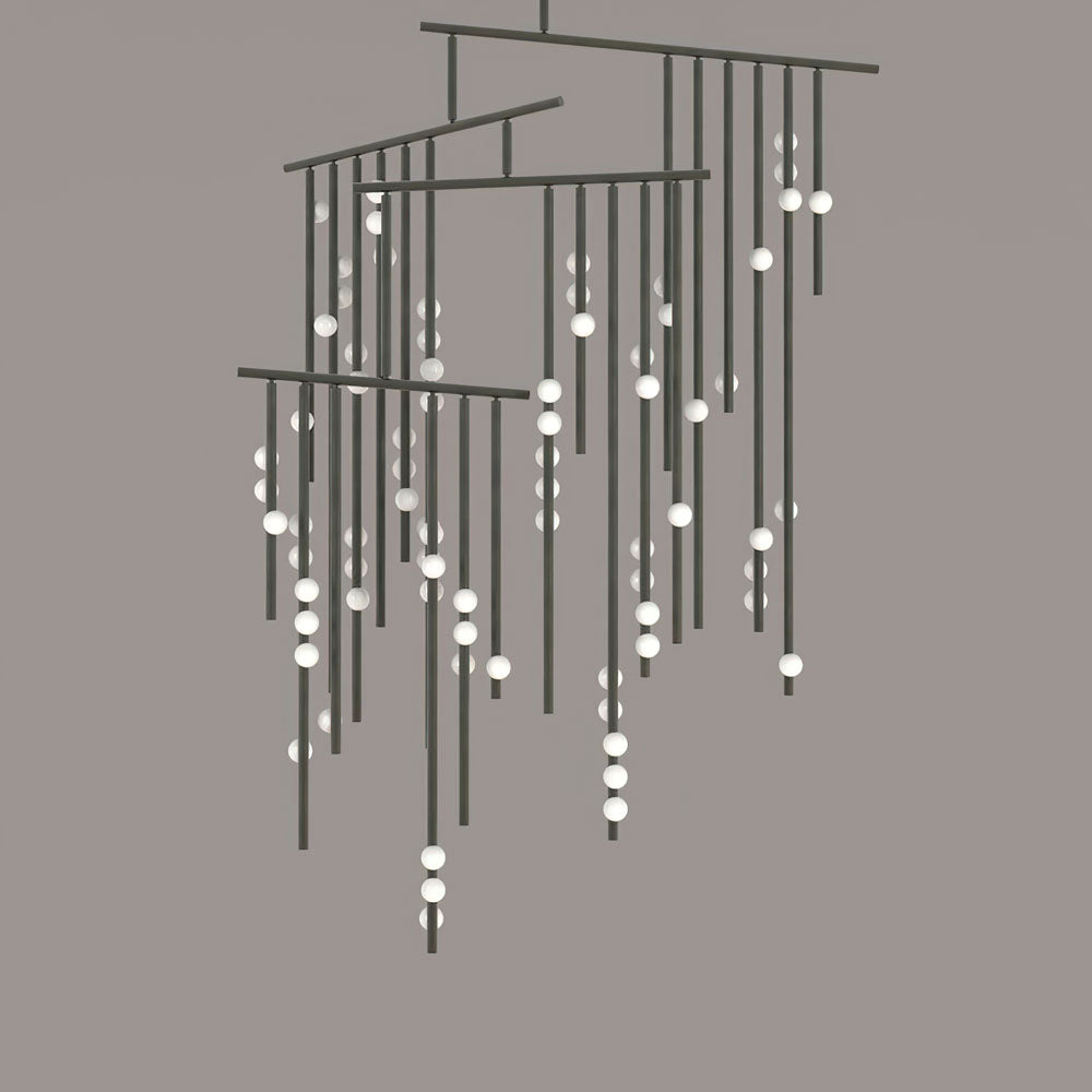 Brass Glass Drop Chandelier-Vancei