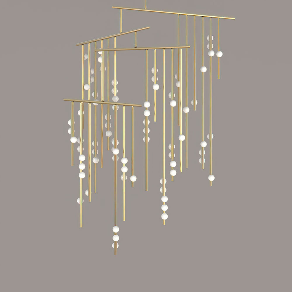 Brass Glass Drop Chandelier-Vancei