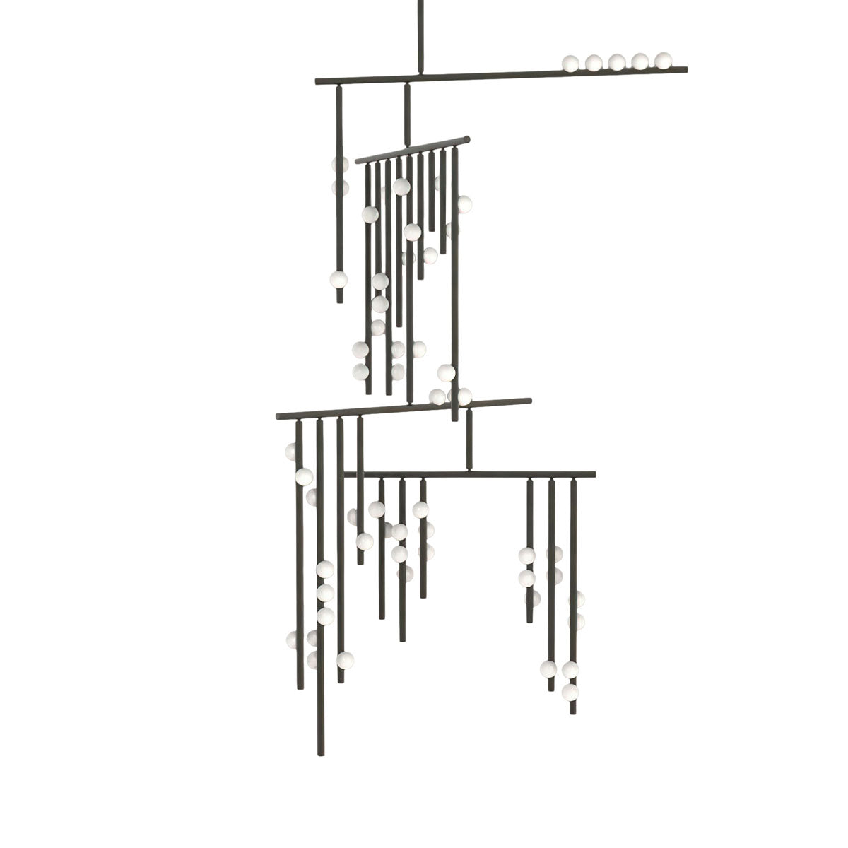 Brass Glass Drop Chandelier-Vancei