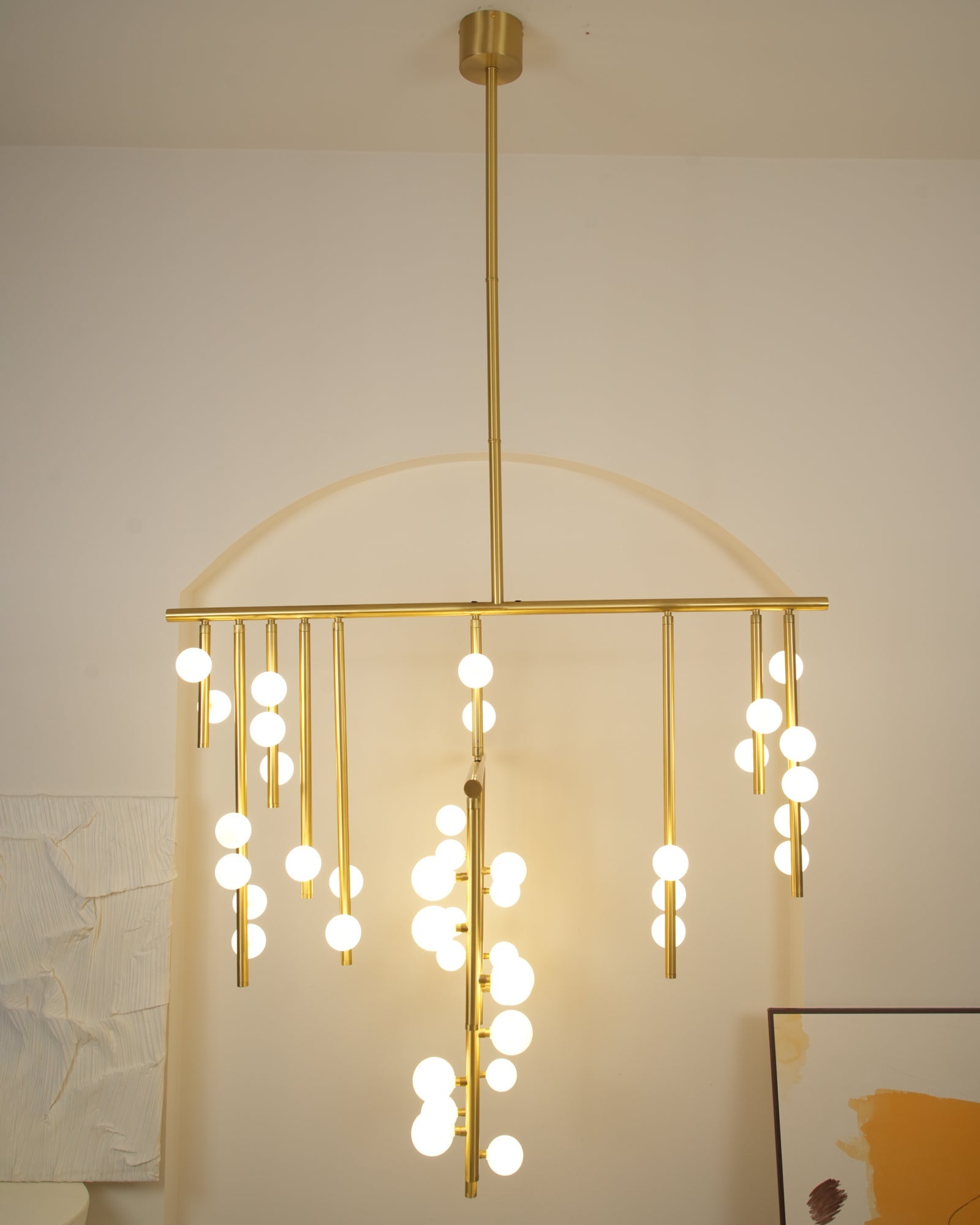Brass Glass Drop Chandelier-Vancei