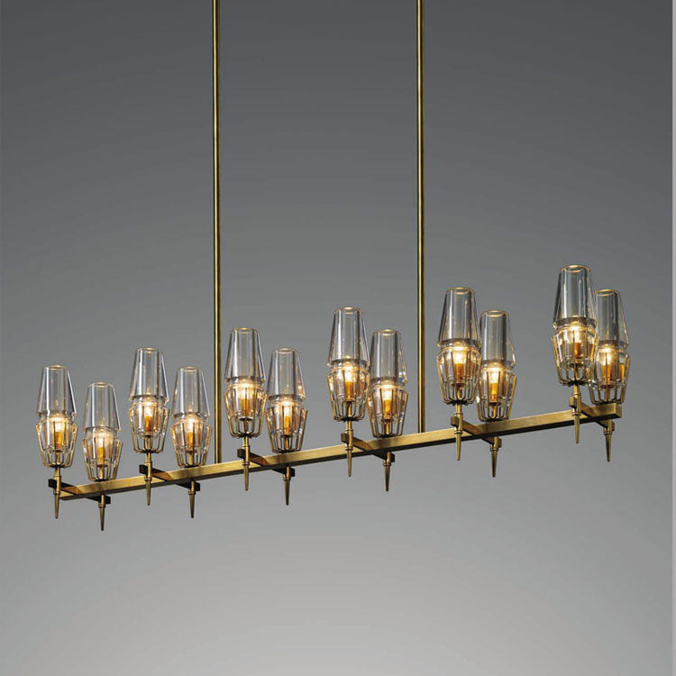 David Glass Round Chandelier Brass-Vancei