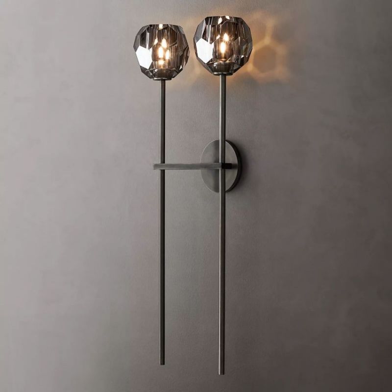 Balle Smoke Crystal Grand Double Sconce-Vancei