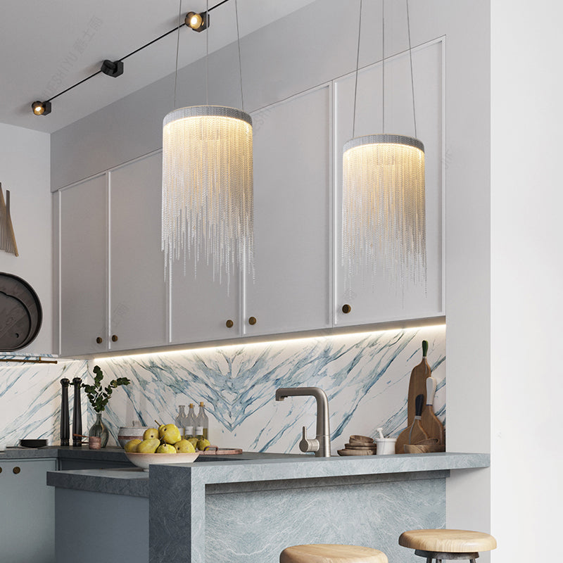 Flynn Aluminum Chain Tassel Pendant Light-Vancei