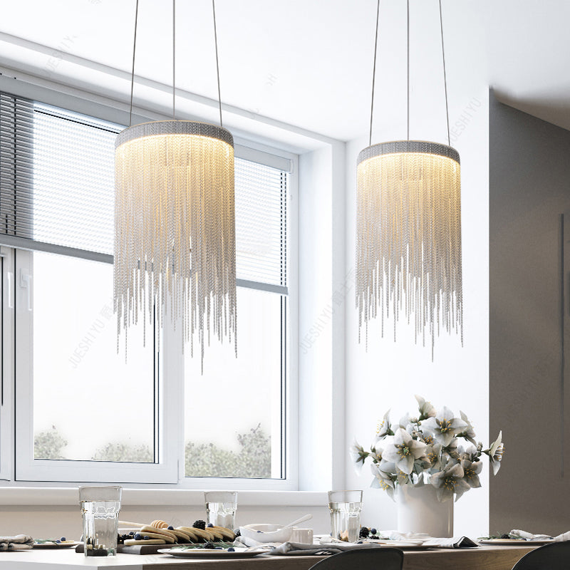 Flynn Aluminum Chain Tassel Pendant Light-Vancei