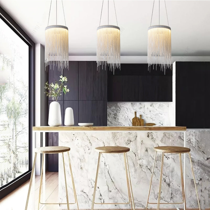 Flynn Aluminum Chain Tassel Pendant Light-Vancei