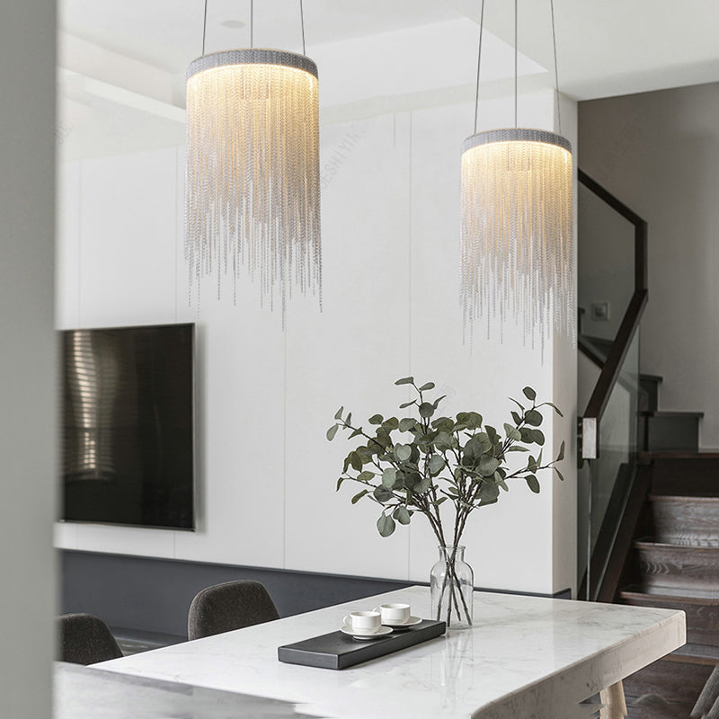 Flynn Aluminum Chain Tassel Pendant Light-Vancei