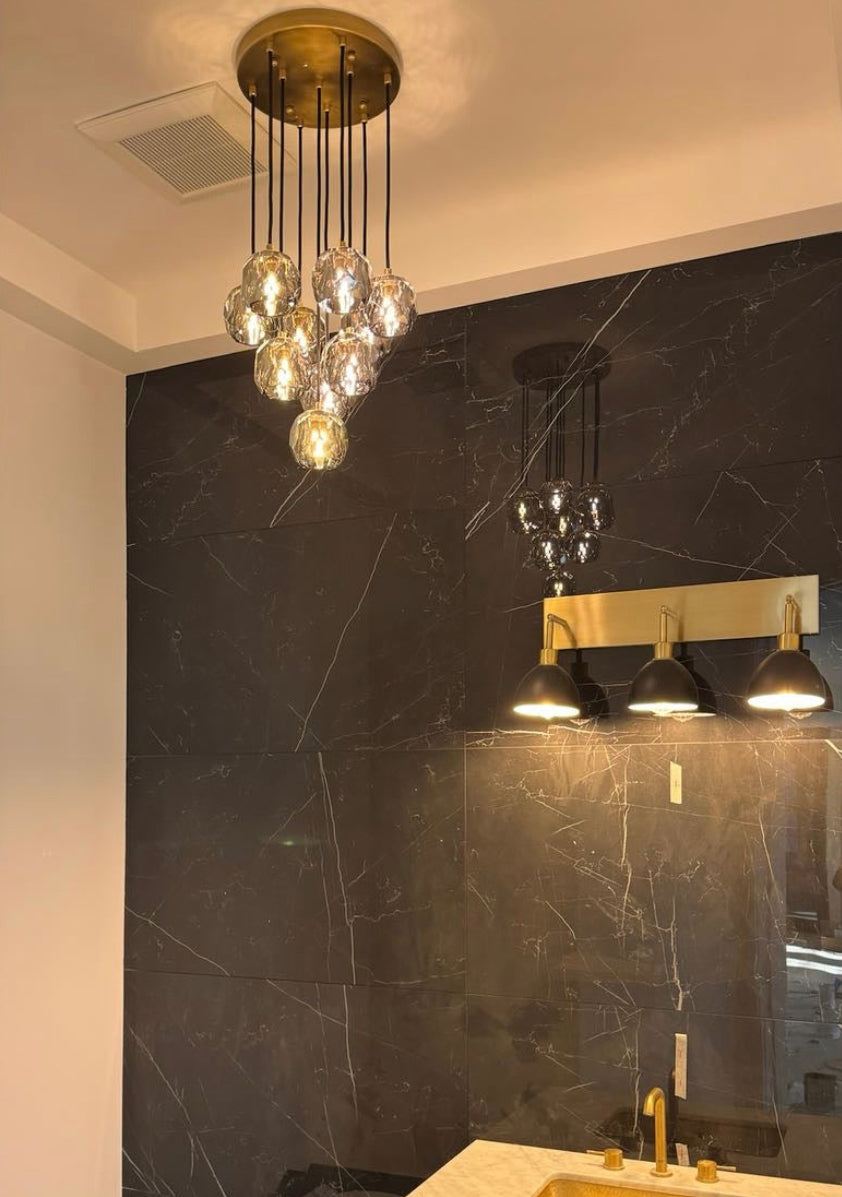 Bille De Crystal Ball Cluster Chandelier 14"-Vancei