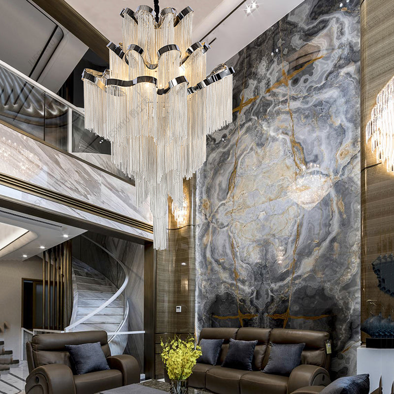 Gladys Aluminum Chain Tassel Stream Chandelier-Vancei